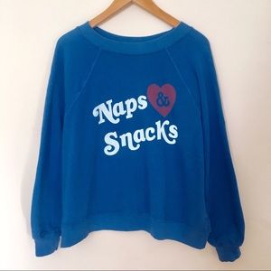 WILDFOX Blue “Naps & Snacks” Pullover Sweatshirt